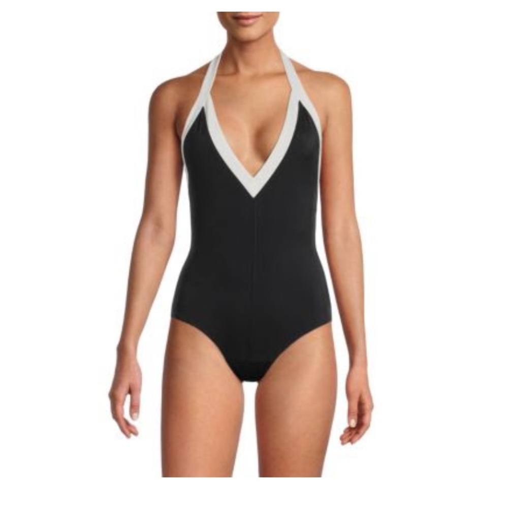 Valentino - Halter One-Piece Swimsuit - Small - Nero Avorio Black